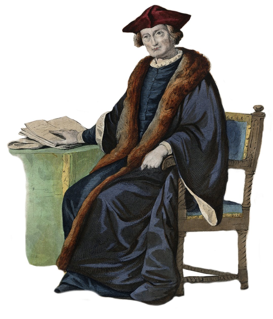 雅克-奥古斯特（Jacques-Auguste）的肖像，作者是图（Thuanus）（1553-1617），法国历史学家、图书收藏家和巴黎议会主席。插图来自埃德蒙-梅内切的《法语普鲁塔克》（Le Plutarque Francais）。 作者 法语学校