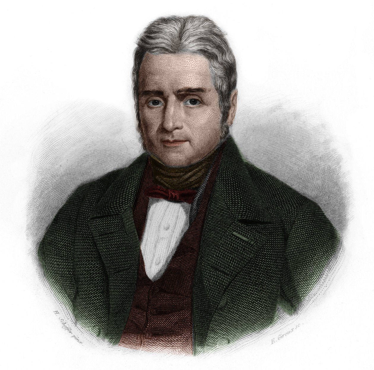 法国政治家和银行家雅克-拉菲特（1767-1844）的肖像。载于路易-德-科梅宁-提莫的《演讲者之书》。1842.私人收藏。 作者 法语学校