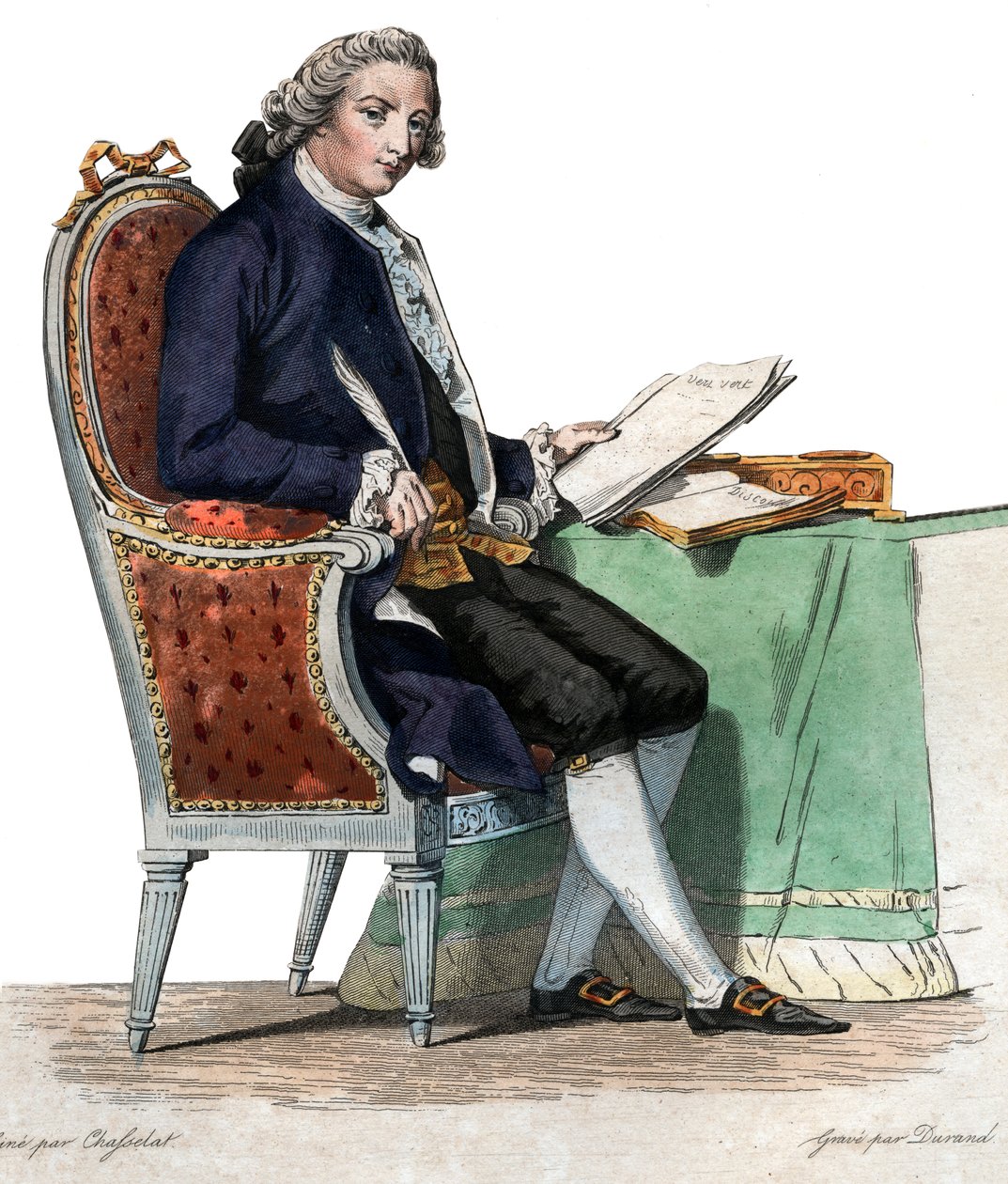 Jean-Baptiste-Louis Gresset（1709-1777）的肖像，法国诗人兼剧作家。 作者 法语学校