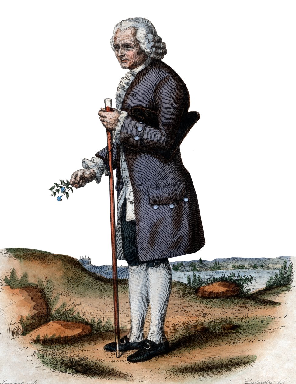 瑞士哲学家Jean-Jacques Rousseau（1712-1778）的肖像。 作者 法语学校