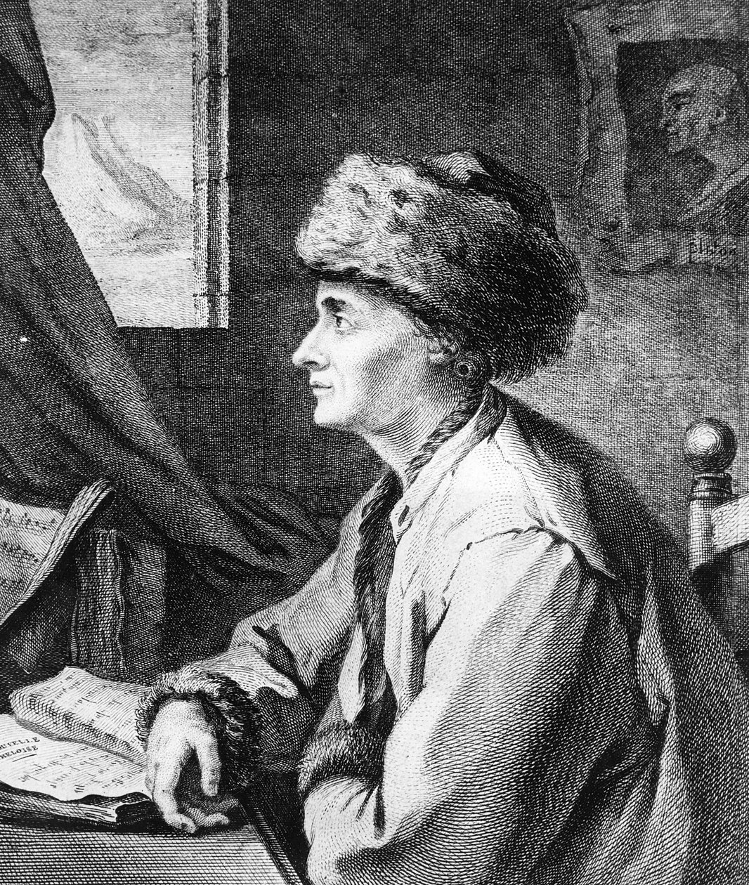 Jean-Jacques Rousseau的肖像，1761年 作者 法语学校