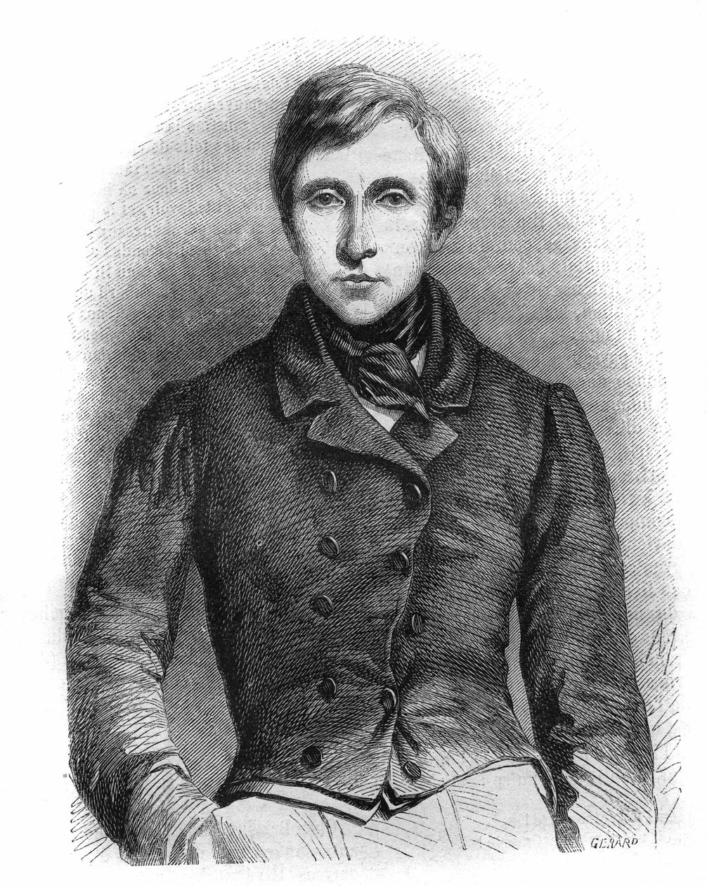 法国诗人Jean Auguste Pelage Brizeux（1803-1858）的画像。 作者 法语学校