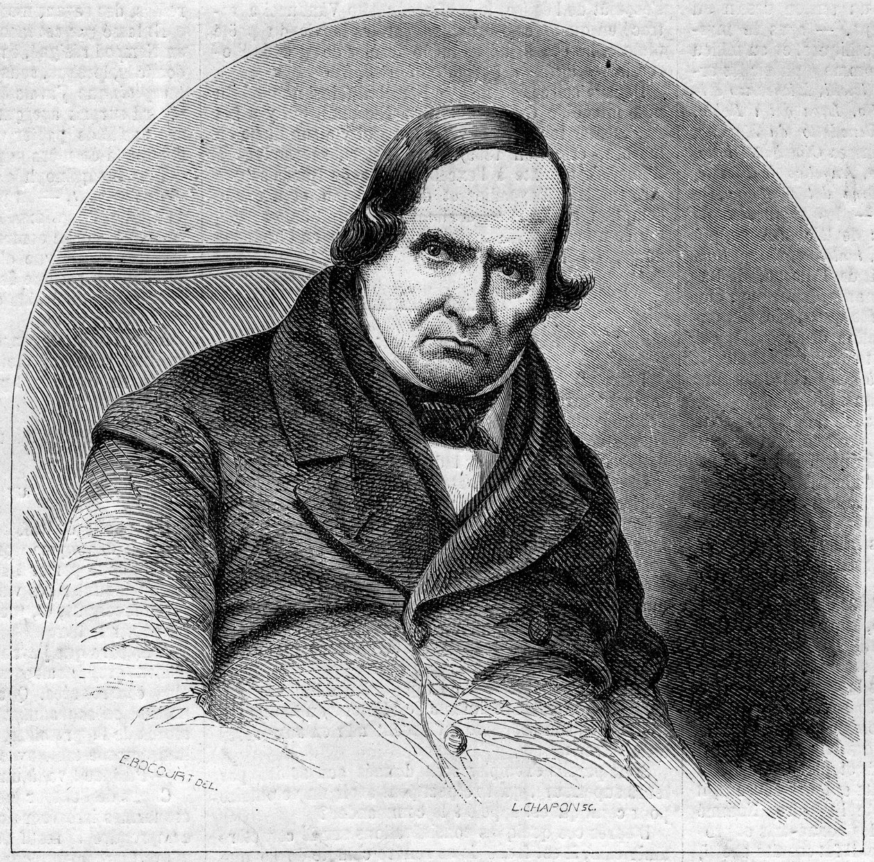 Jean Baptiste (Giovanni Battista) Niccolini (1782-1861)的肖像，意大利诗人。10月5日《世界画报》第234期上的版画。 作者 法语学校