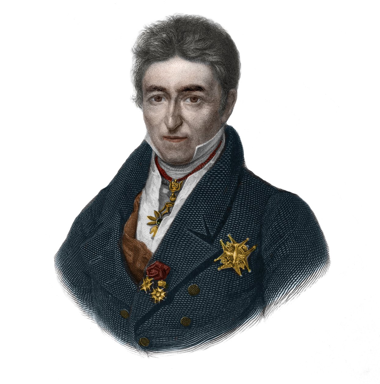 法国政治家让-巴蒂斯特（Jean-Baptiste），维勒伯爵（1773-1854）的肖像。载于路易-德-科梅宁-提莫的《LIBRE DES SPORERS》。1842.私人收藏。 作者 法语学校