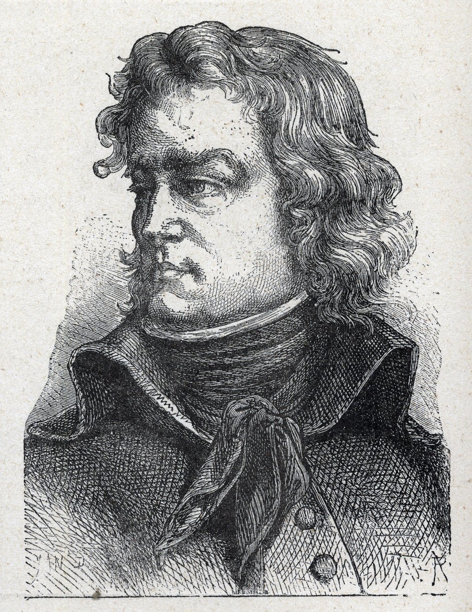 Jean Baptiste Camille de Canclaux（1740-1817）的肖像，法国大革命时期的将军 1889年的雕刻。 作者 法语学校