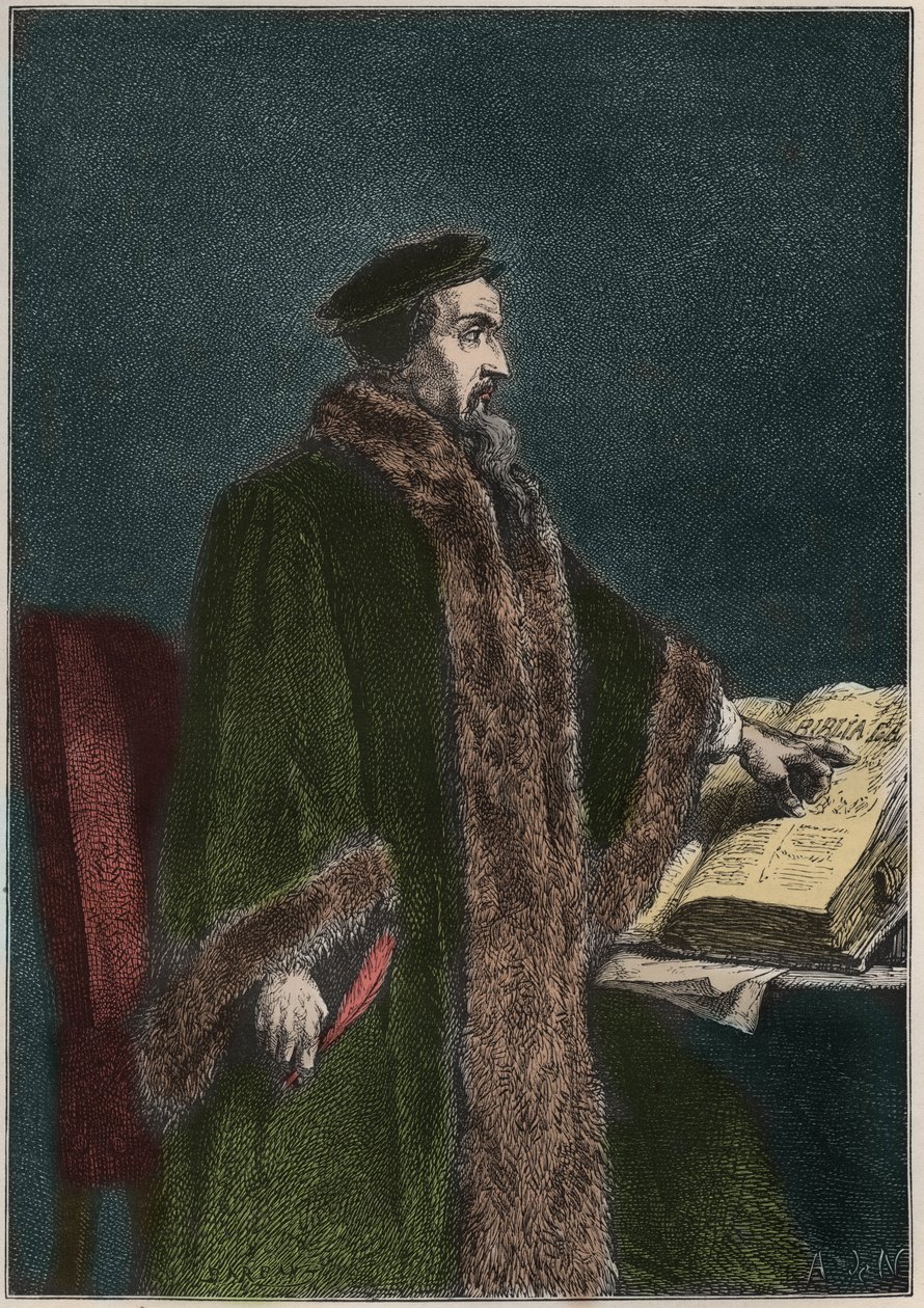 让-加尔文(Jean Cauvin)(1509-1564)的肖像，法国宗教改革家和作家--约翰-加尔文--雕刻自 "L