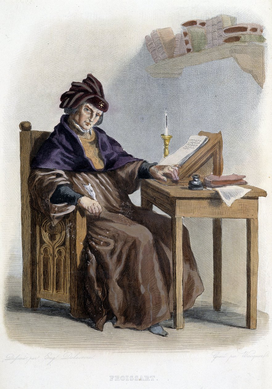 Jean Froissart（1337-1404）在“Le Plutarque francais”中的肖像，Editions Mennechet 作者 法语学校