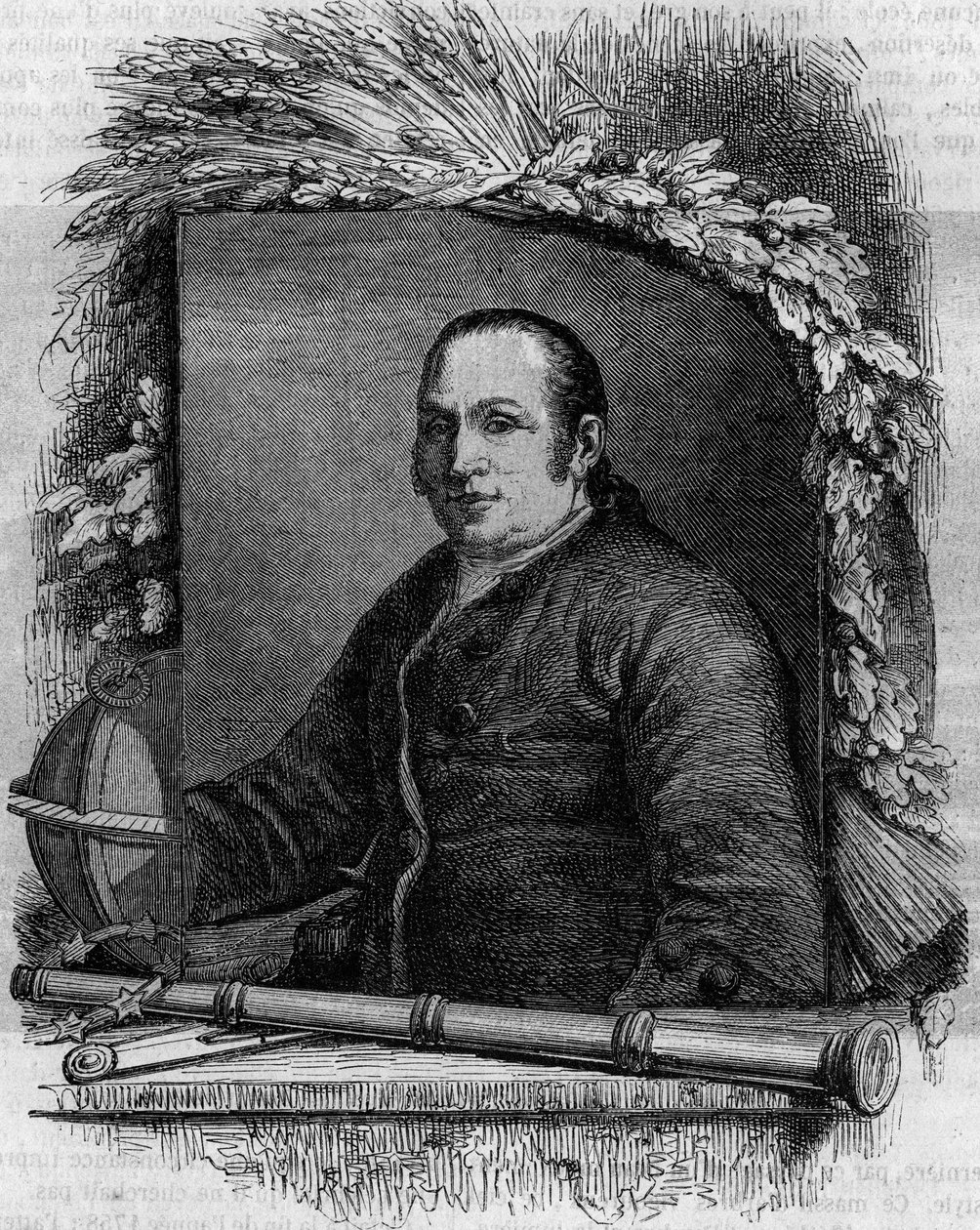 Jean George (Johann Georg) Palitzsch (1723-1788)的肖像，德国天文学家。雕刻在 "Le Magasin picturesque "中。 作者 法语学校