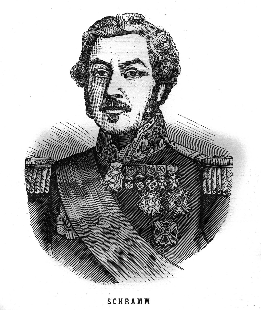 让-保罗-亚当-施拉姆（1789-1884）的画像，法国将军。在 "Les Illustrations De L