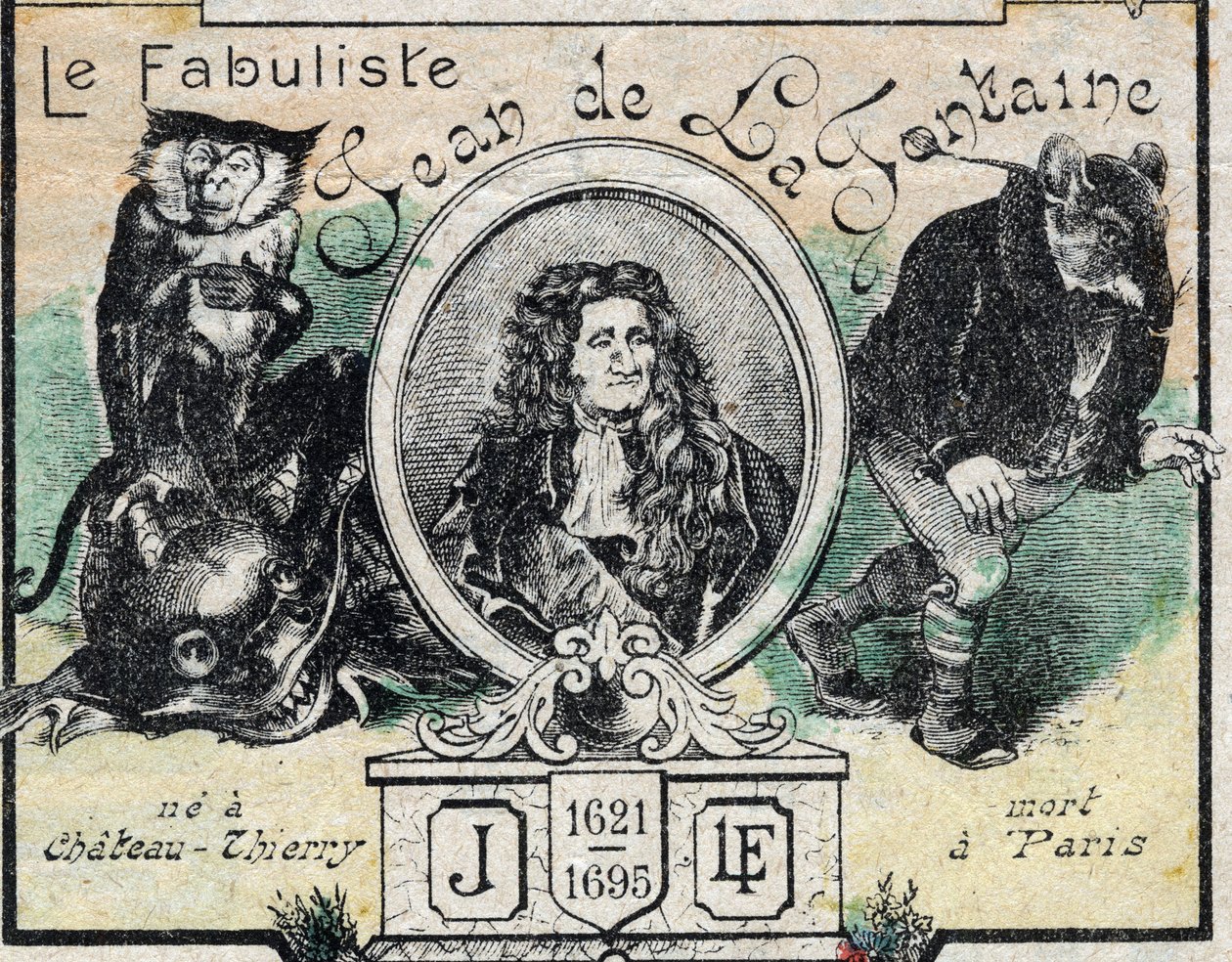 Jean de La Fontaine (1621-95)的肖像。19世纪末的埃皮纳尔的图像。 作者 法语学校