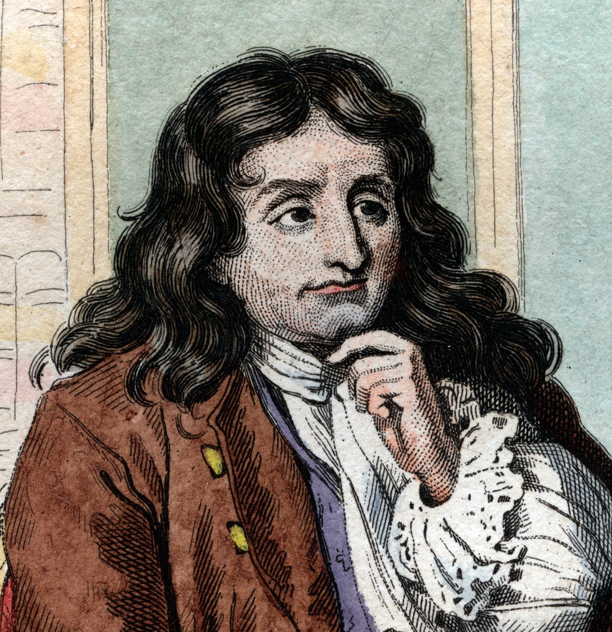 Jean de La Fontaine（Lafontaine）（1621-1695），法国法学家和诗人的肖像。 作者 法语学校