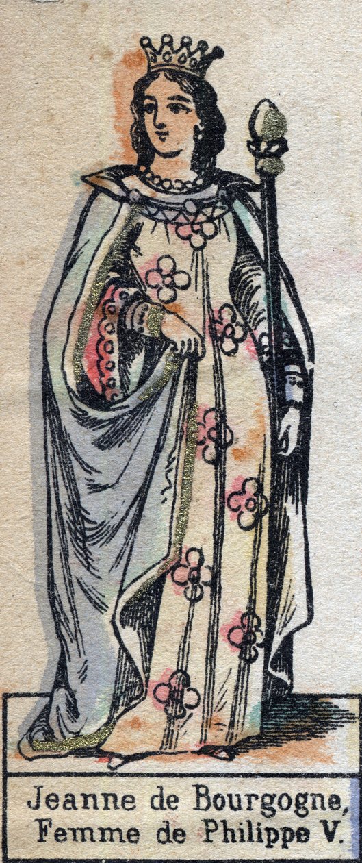 勃艮第圣女贞德（约 1291-1330 年）的肖像，法国菲利普五世的妻子。 （卡佩王朝）。 19 世纪后期的插图。 作者 法语学校