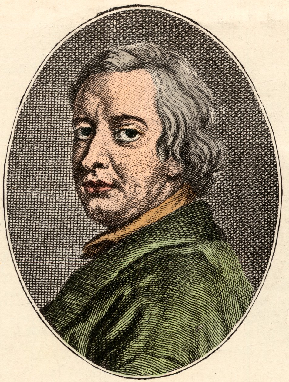 约翰德莱顿的画像，英国诗人，（1631-1700）。 作者 法语学校