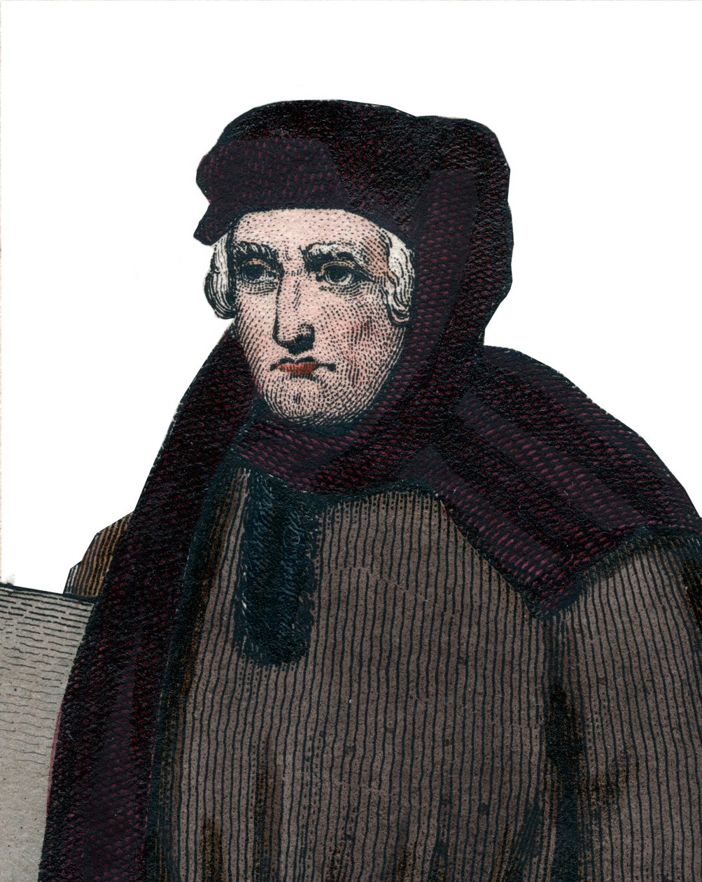 John Froissart（1337-1404）的肖像，中世纪法国的法国编年史家。 作者 法语学校