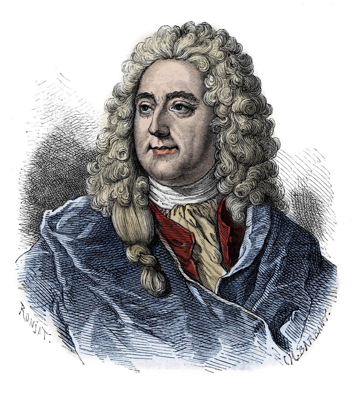 约翰-罗(1671 - 1729)的肖像，负责破产的苏格兰财务总监(The Rue Quincampoix的事件)--雕刻自 "L