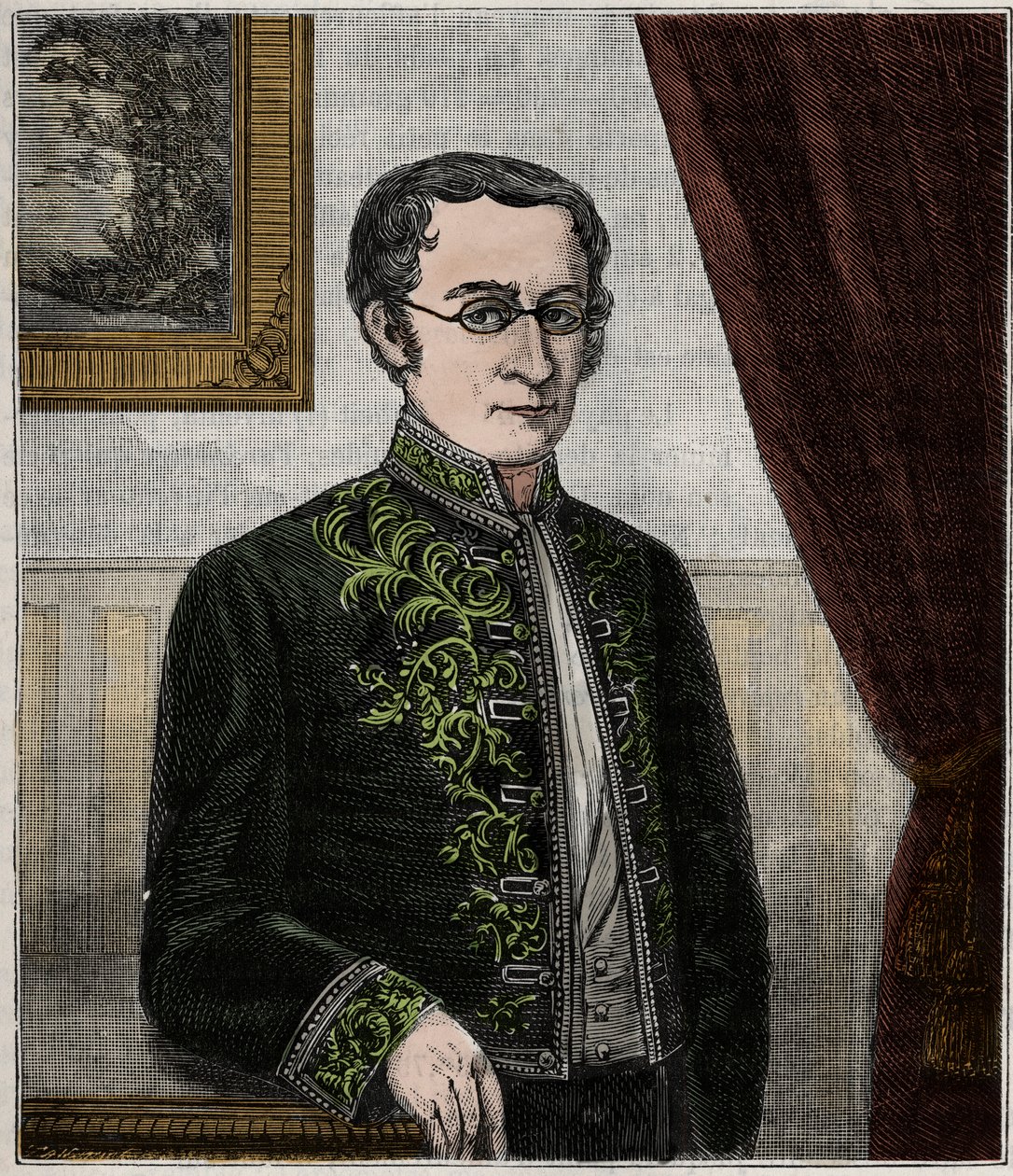 法国化学家Joseph Louis Gay-Lussac（1778-1850）的肖像 - 法国物理学家和化学家Louis-Joseph Gay-Lussac（Louis Joseph Gay Lussac）（1778-1850）的肖像 - Ale "向所有人提供的科学--物理和化学普及 "中的雕版画 作者 法语学校