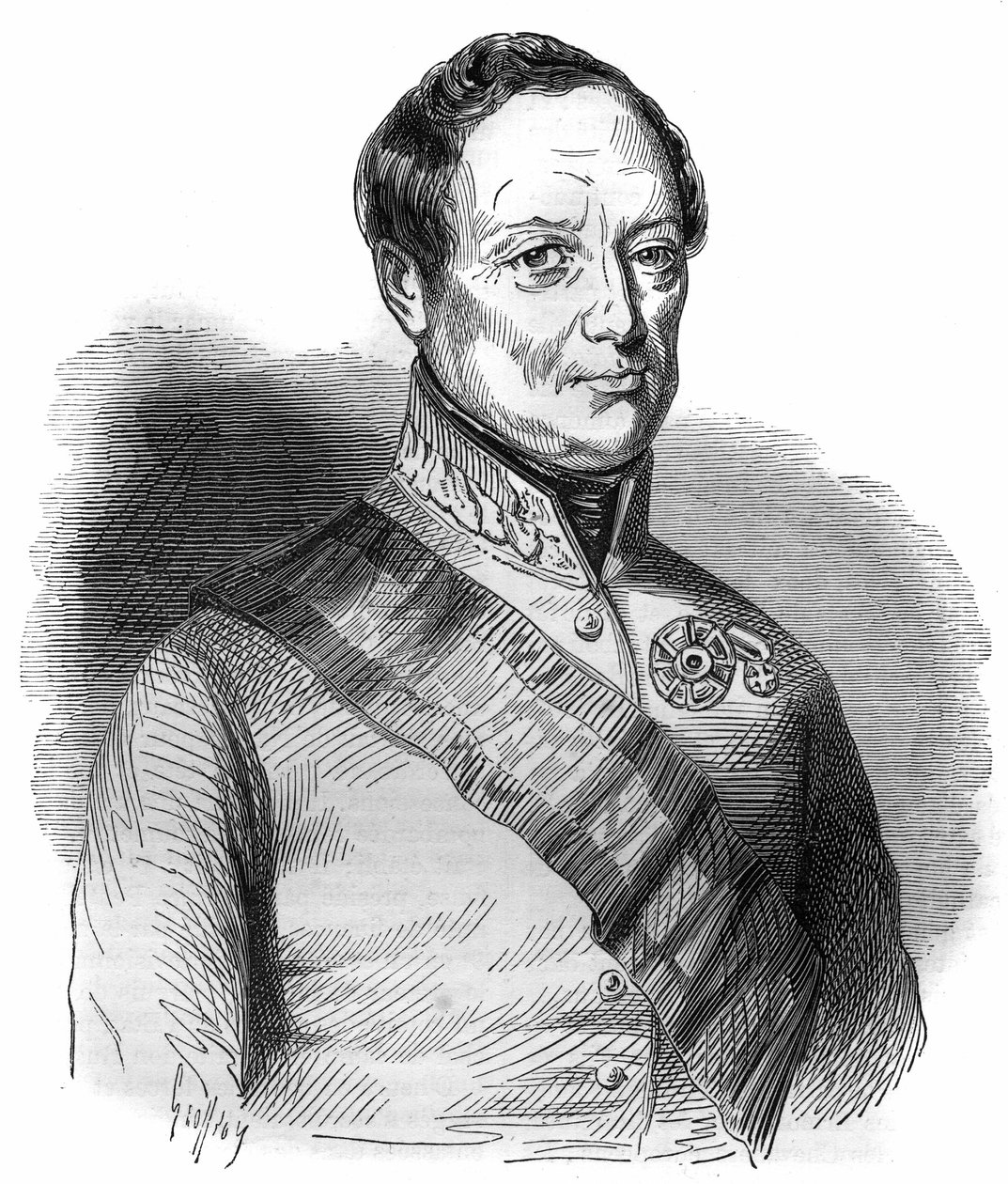 Joseph Wenzel Radetzky von Radetz（或Joseph Radetzky伯爵（1766-1858））的肖像 奥地利马雷克尔 雕刻在Maurice Lachatre的 "Histoire des papes-King-queens-et-empereurs a travers les centuries "中 作者 法语学校