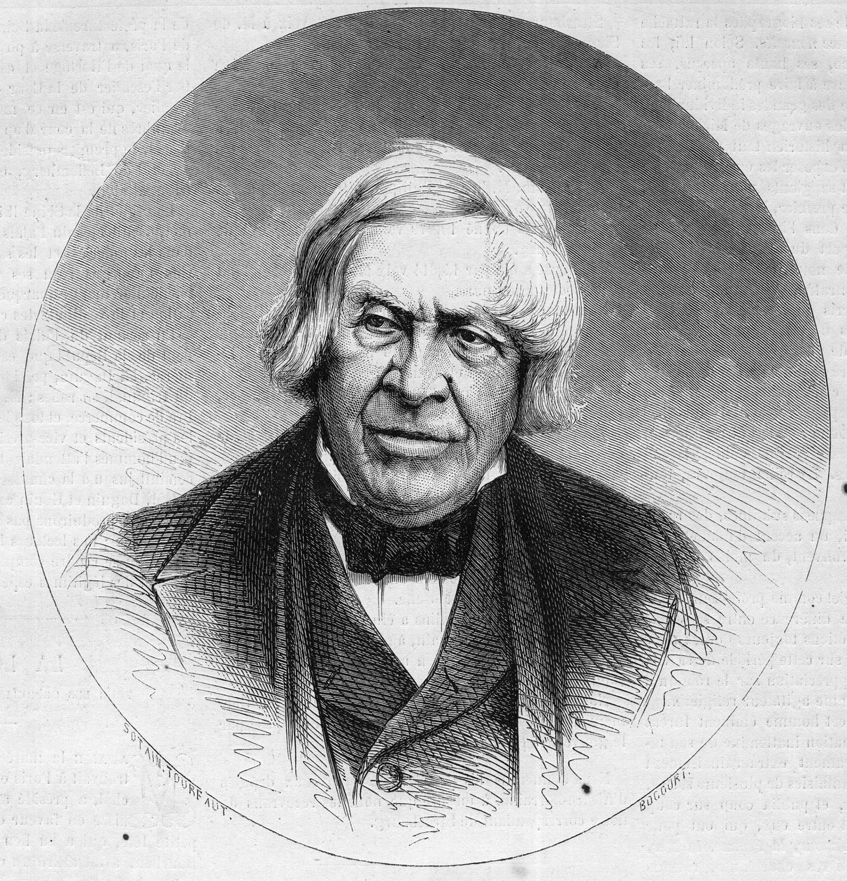 儒勒-米歇尔（1798-1874）的肖像，法国历史学家和作家。1874年2月14日《世界画报》第879期上的版画。 作者 法语学校