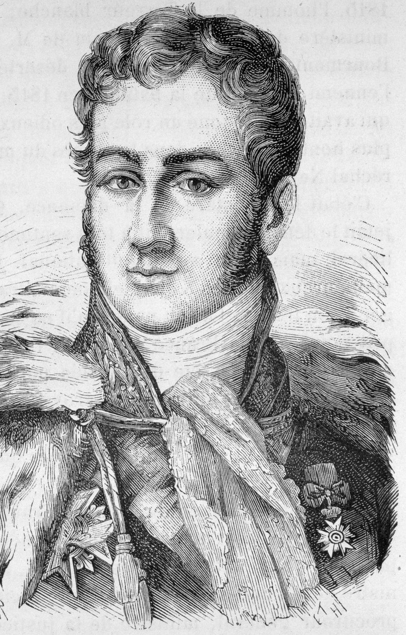 法国政治家儒勒-德-波利尼亚克（1780 - 1847）的肖像--载于亨利-马丁的《法国历史》中 作者 法语学校