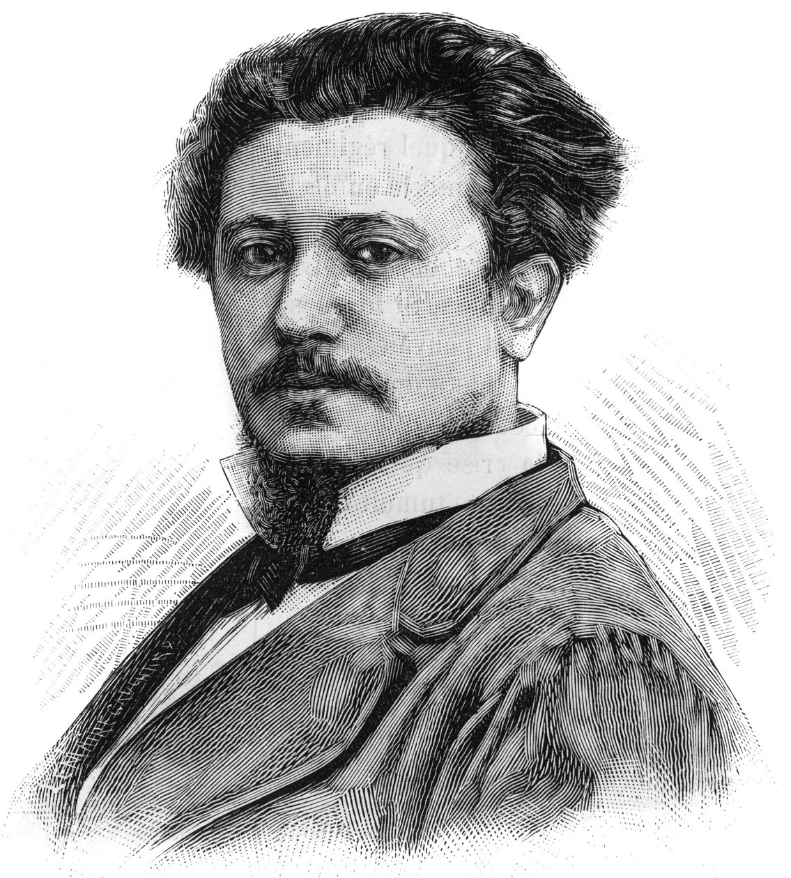 法国画家Karl Daubigny (1846-1886)的肖像。刊登在《世界画报》上的版画，6月5日 作者 法语学校