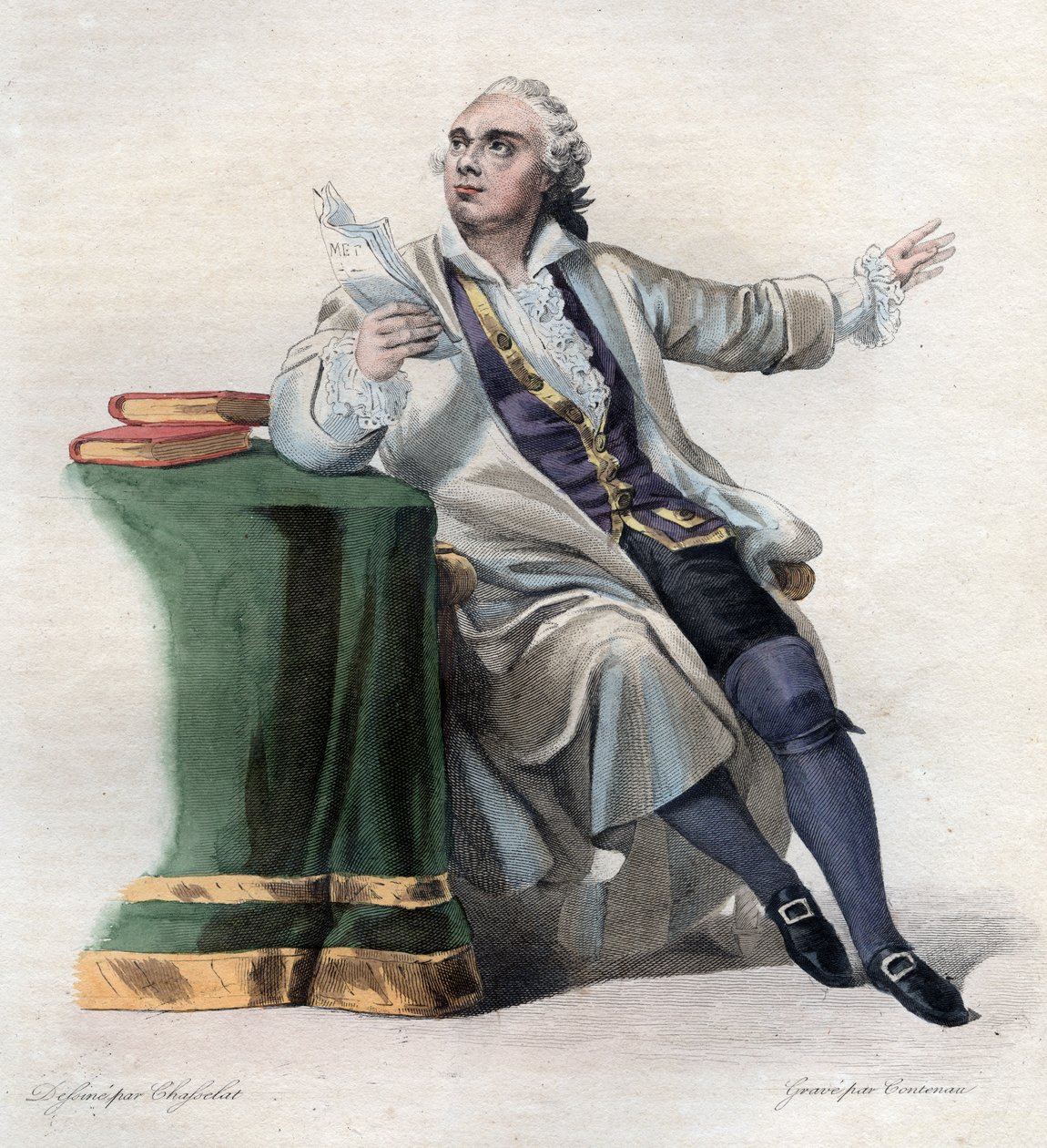 Lekain（1729-1778）的肖像，法国演员。 作者 法语学校