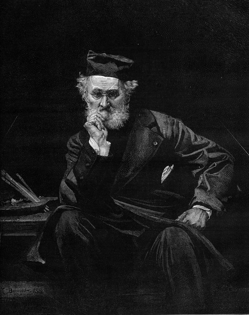 Leon Cogniet（1794-1880）的肖像，法国画家。雕刻在1880年12月4日的《世界画报》第1236期上。 作者 法语学校