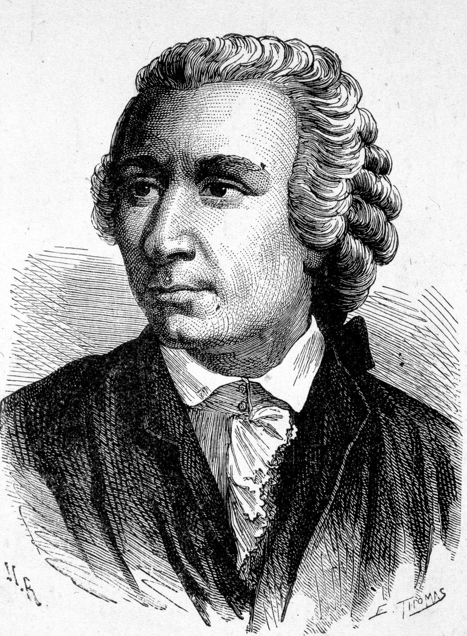 Léon (Leonhard) Euler (1707 - 1783)的肖像，瑞士数学家 - 在 "科学专辑；杰出的科学家；伟大的发现" 1896年。 作者 法语学校