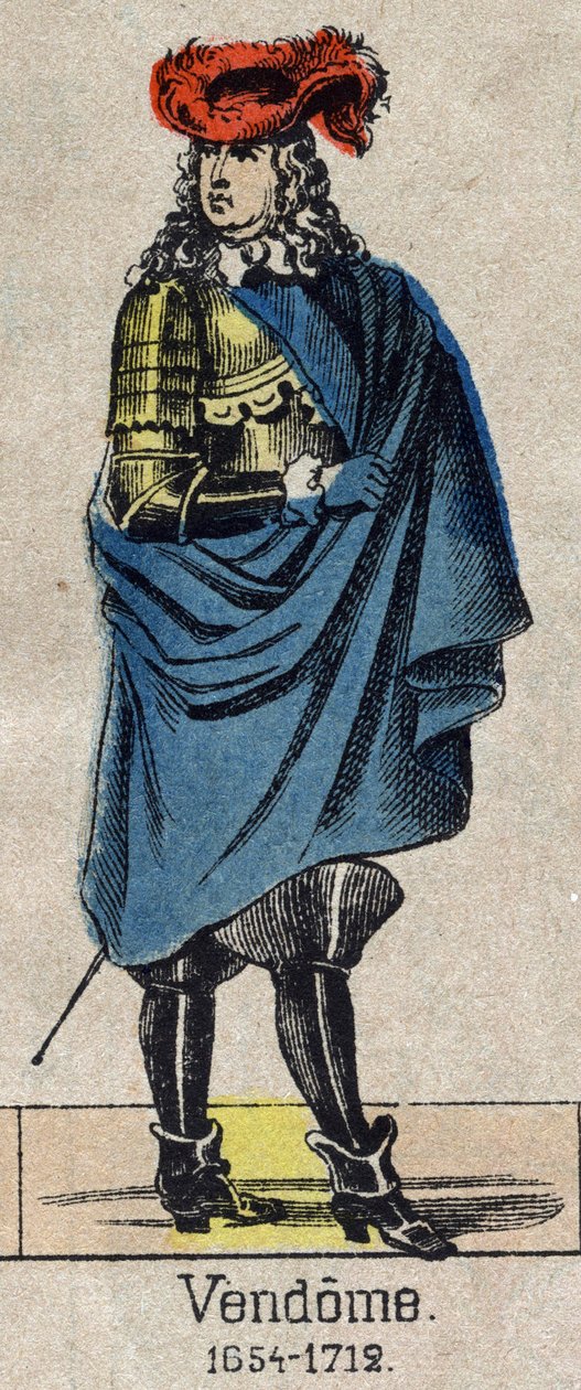 Portrait of Louis-Joseph (Louis Joseph) de Bourbon (1645-1712) known as the Grand Vendome, Duke of Penthievre and Mercoeur, then Duke of Vendome and Pair of France. Image of Epinal from the end of the 19th century. 作者 法语学校