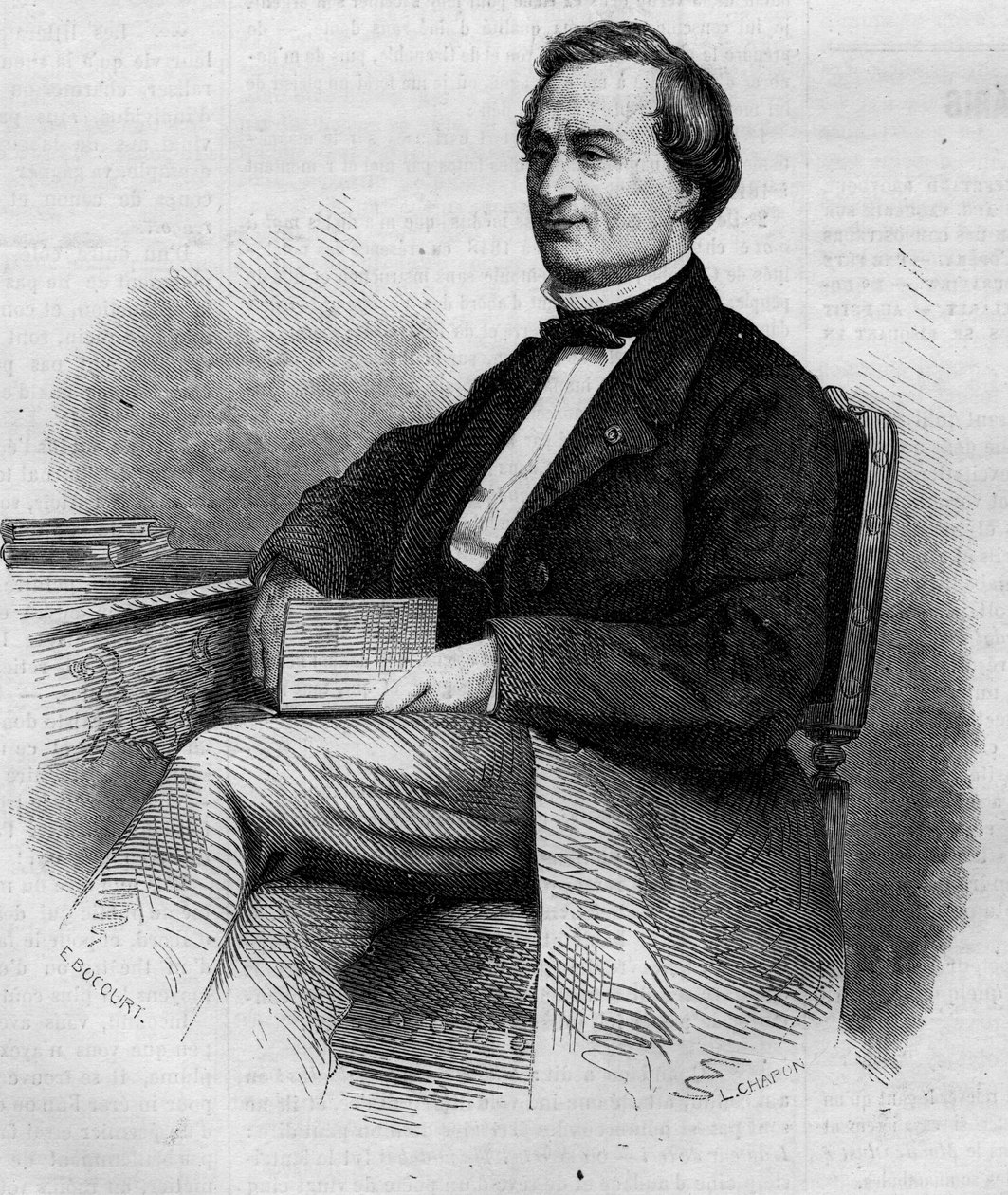路易-伯纳德-邦让（1804-1871）的肖像，法国治安官和参议员。1863年3月14日《世界画报》第309期上的版画。 作者 法语学校