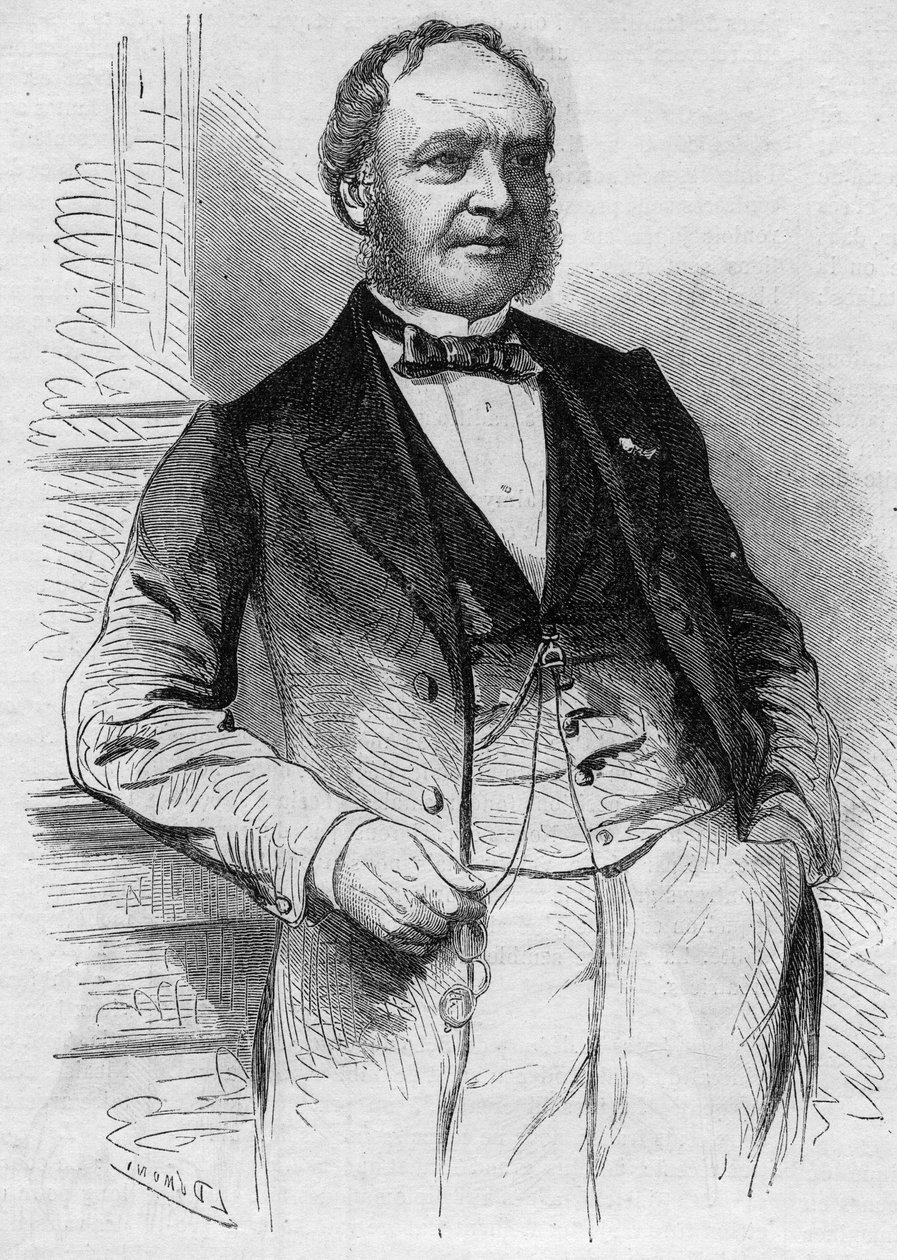 路易斯-克里斯托夫-弗朗索瓦-哈谢特（1800-1864）的肖像，法国编辑。1864年8月13日《世界画报》第383期上的版画。 作者 法语学校