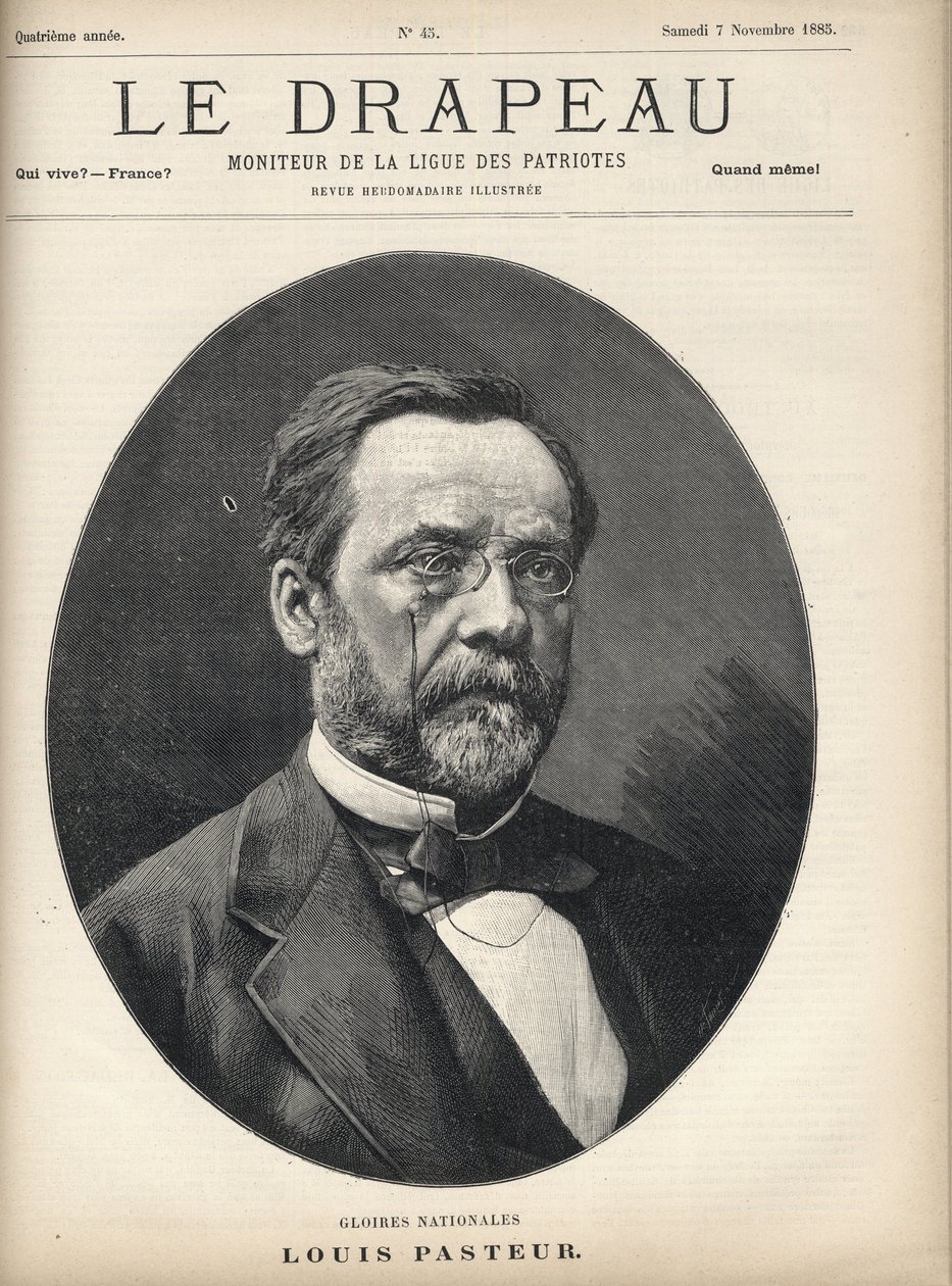 路易斯-巴斯德（1822-1895）的肖像--《旗帜--爱国者联盟的监视器》封面--11月7日 作者 法语学校