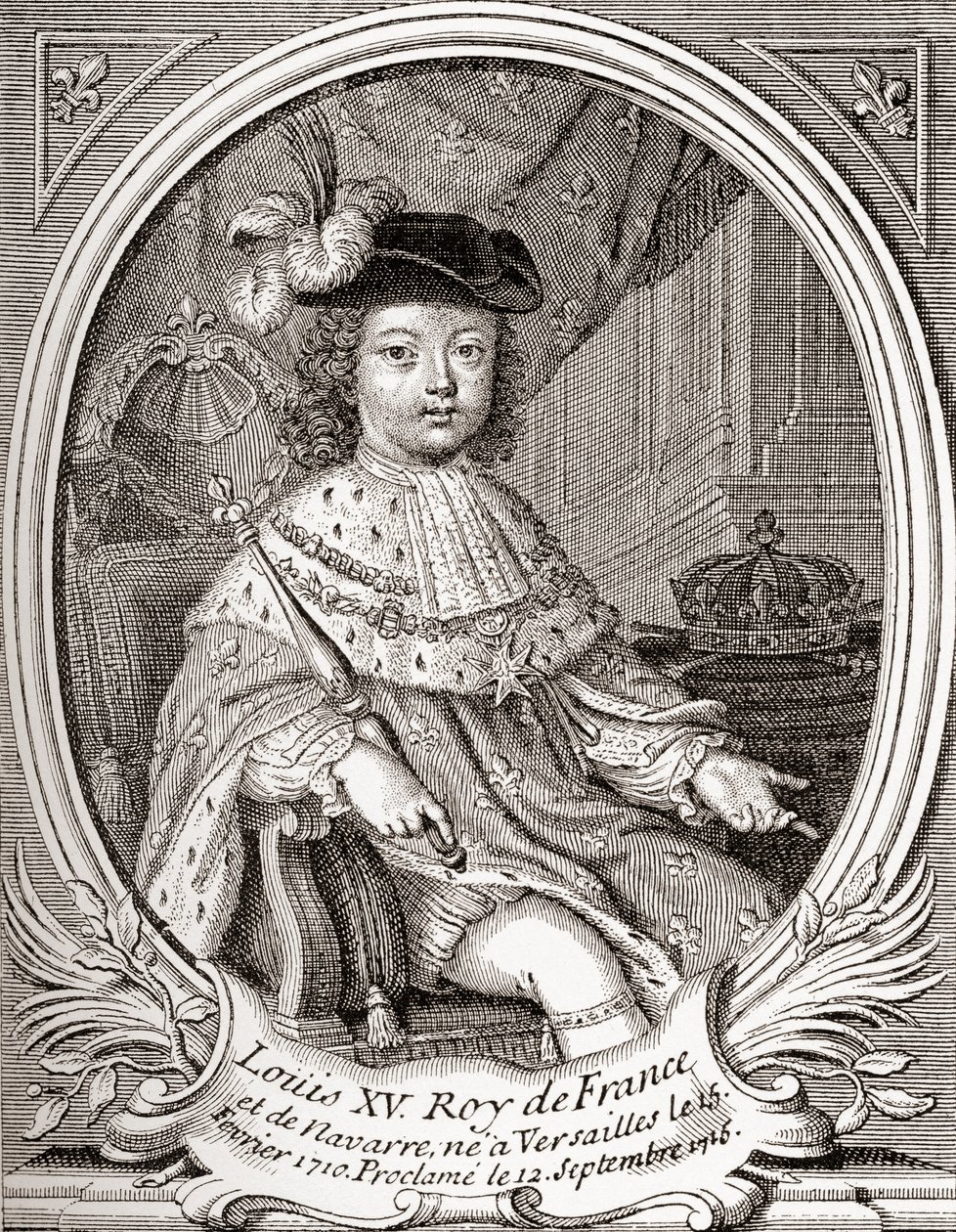 路易十五作为一个孩子的肖像，1710年1774年。波旁君主统治法国国王和纳瓦拉。来自Les Heures Libres出版于1908年。 作者 法语学校