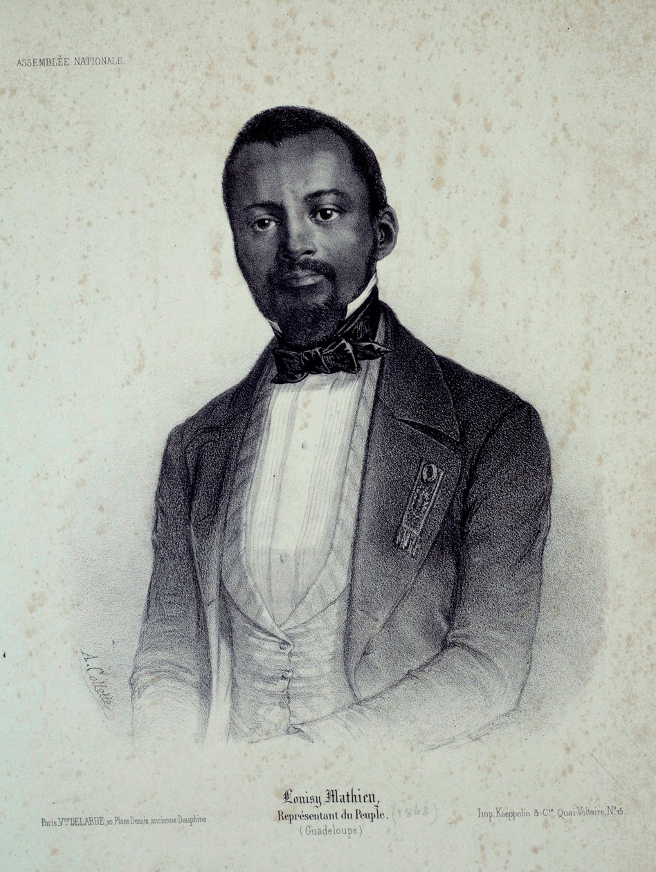 路易-马蒂厄（Louisy Mathieu）（1817-1874）的肖像，前奴隶和瓜德罗普岛的副官 19世纪的雕版画 沙特尔，艺术博物馆 作者 法语学校