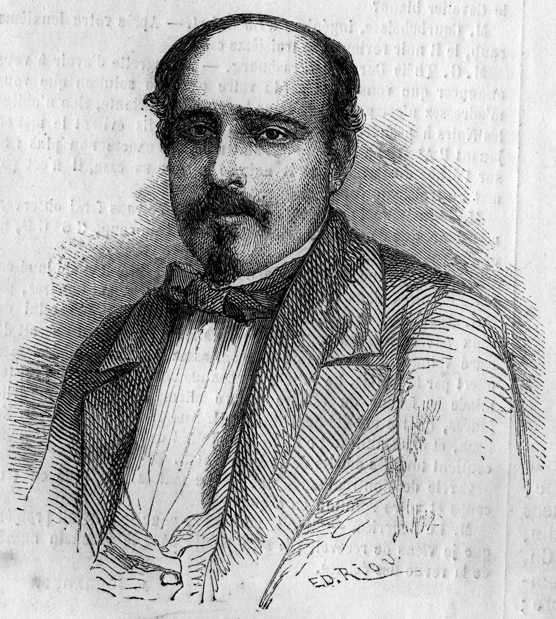 葡萄牙作家Luiz Augusto Rebello da Silva（1822-1871）的肖像。1861年8月17日《世界画报》第227期的版画。 作者 法语学校