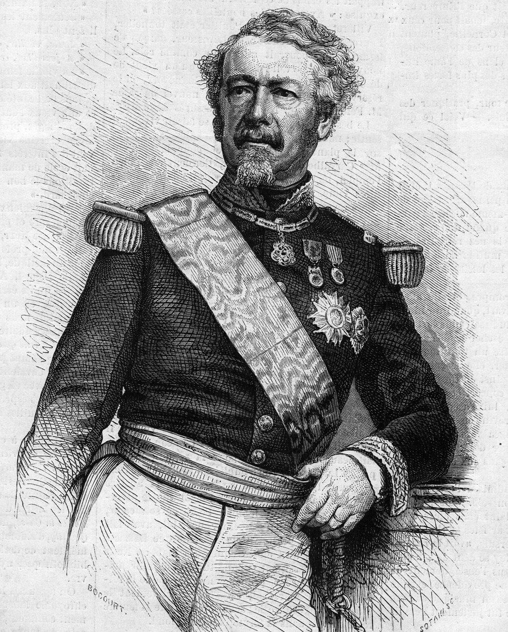 阿道夫-尼尔阁下（1802-1869）的肖像，法国军人和政治家。1869年8月21日《世界画报》第645期上的版画。 作者 法语学校