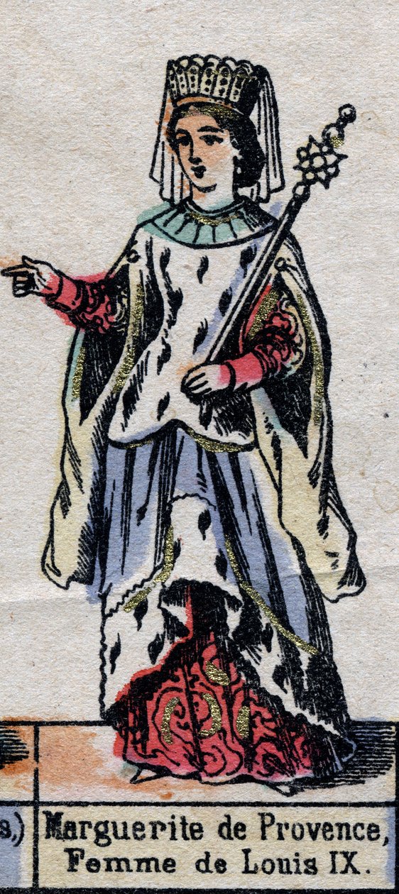 Portrait of Marguerite de Provence (1221-1295), wife of Louis IX of France. (Capetian dynasty). Illustration late 19th century. 作者 法语学校