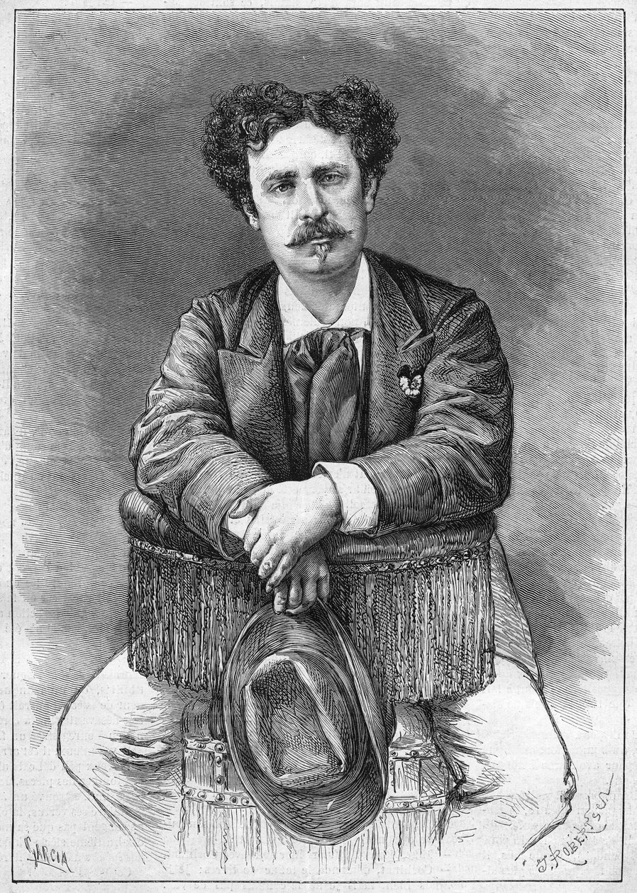 马里亚诺-福图尼（1838-1874）的肖像，西班牙画家。雕刻于1874年12月5日的《世界画报》第921期。 作者 法语学校