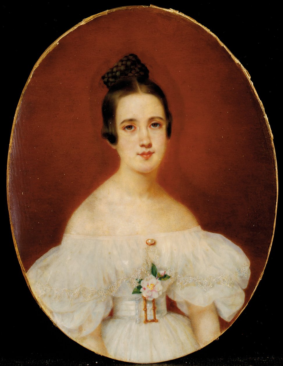 埃里加·德加斯（Edgar Degas）的母亲玛丽·塞莱斯廷·德加斯（Marie-CélestineDe Gas）的肖像，约1832-34年 作者 法语学校