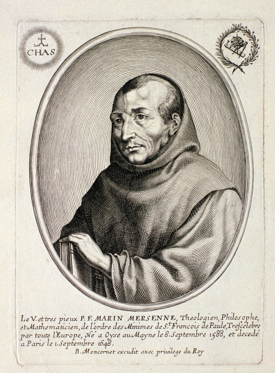 Marin Mersenne（1588-1648）的肖像由Balthazar Moncornet雕刻（约1600-68） 作者 法语学校