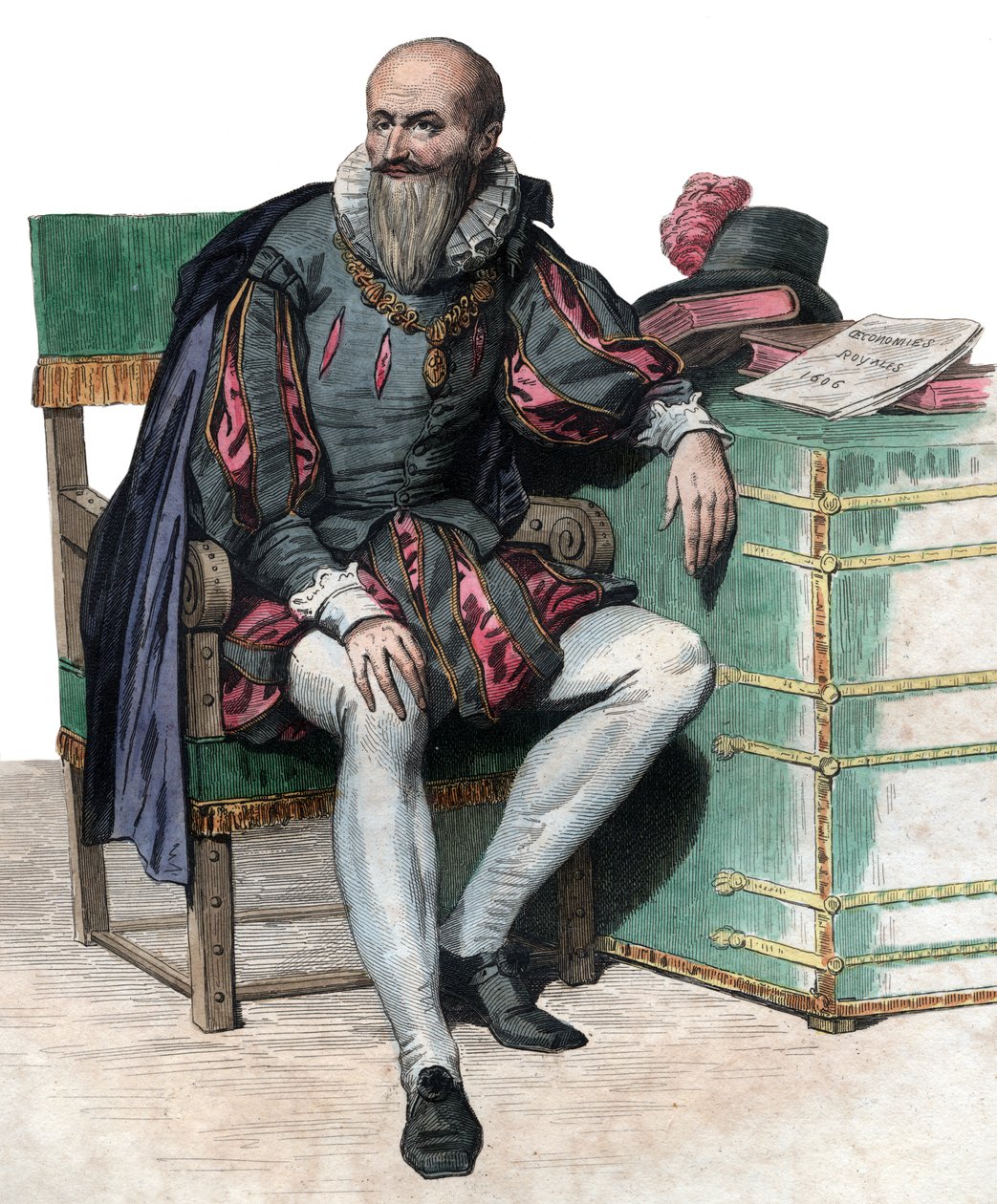 马克西米恩·德·白求恩的肖像，萨利公爵（1559-1641），法国士兵和部长。 作者 法语学校