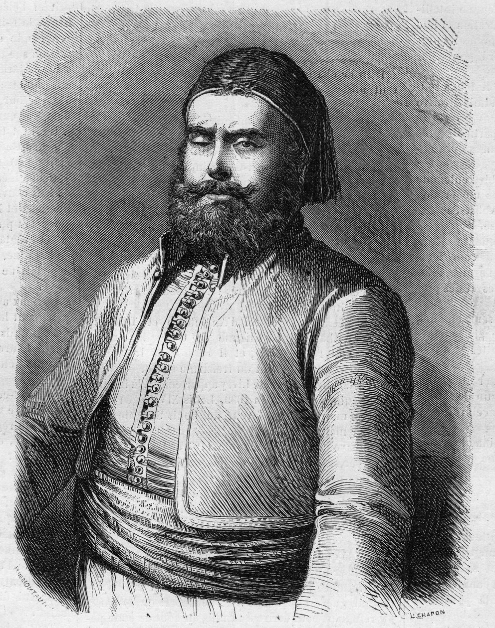 穆罕默德-赛义德（1822-1863）的肖像，奥斯曼帝国时期的埃及副国王（帕夏）。1月31日《世界画报》第303期上的版画。 作者 法语学校