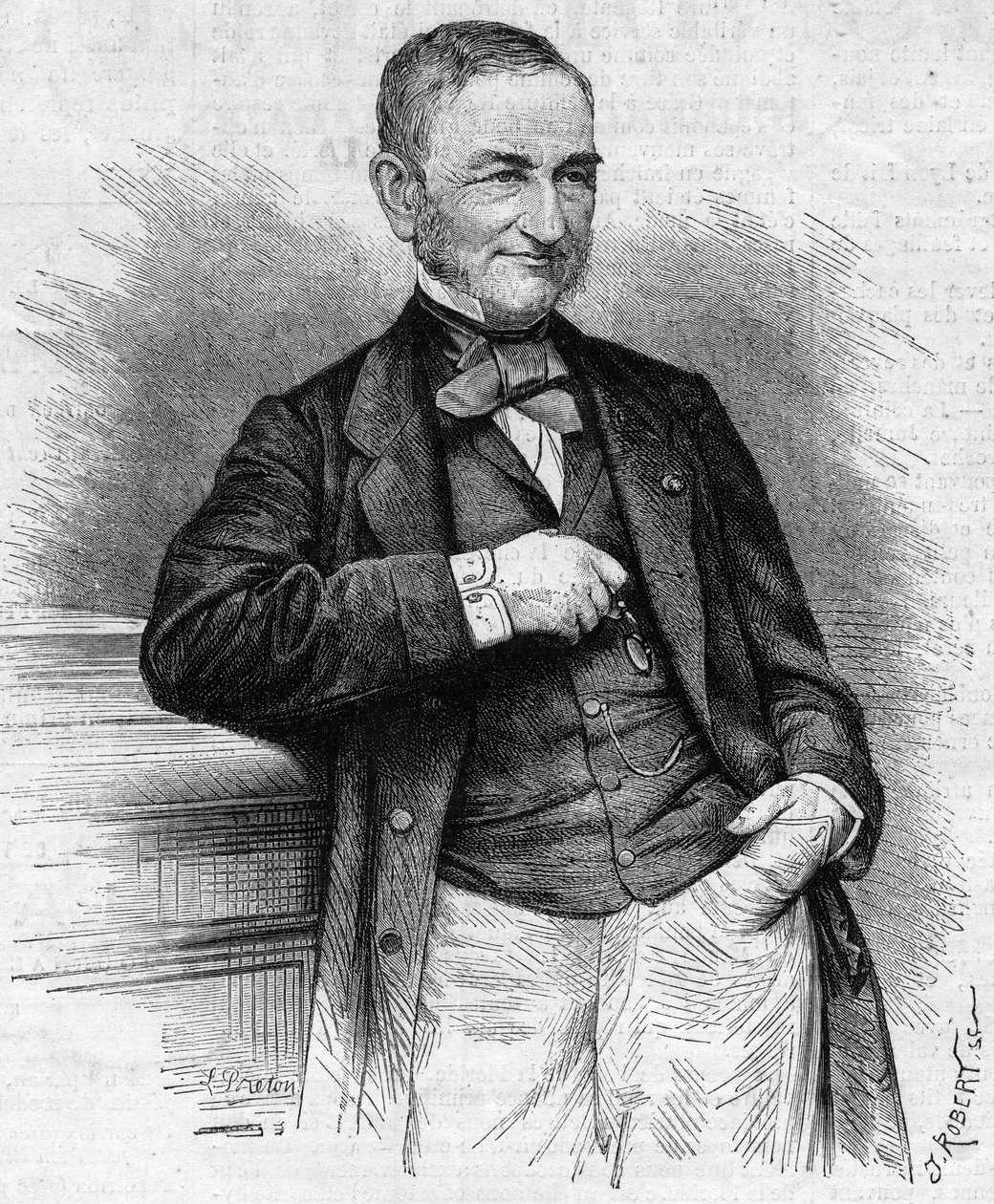 莫罗-夏斯隆（Moreau-Chaslon）的肖像，他是Compagnie Generale des Omnibus（CGO）的董事会主席。19世纪。1869年12月4日《世界画报》第660期上的版画。 作者 法语学校