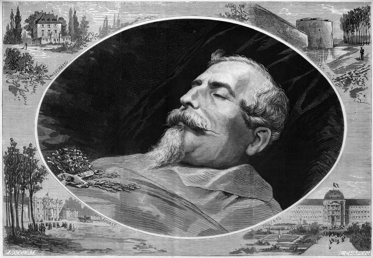 拿破仑三世（1808-1873）临终前的画像。1月25日《世界画报》第824期上的版画。 作者 法语学校