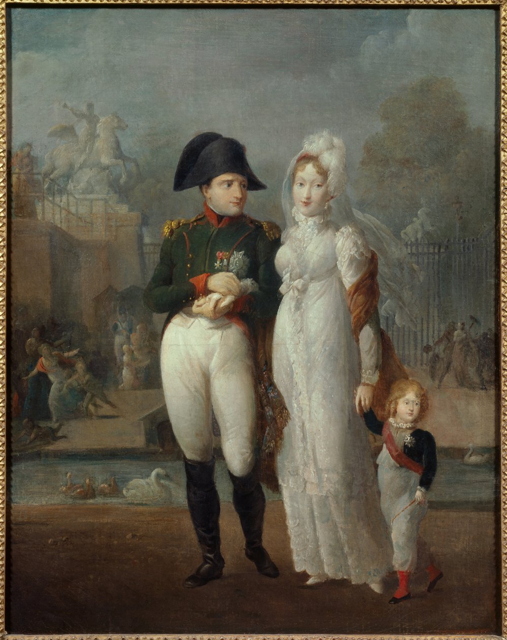 Portrait of Napoleon I (1769-1821) and Mary Louise with their son, King of Rome Napoleon II, Duke of Reichstadt in the Tuileries Gardens Anonymous painting. 19th century Private collection - Portrait of Napoleon I (1769-1821) and Marie Louise with their so 作者 法语学校