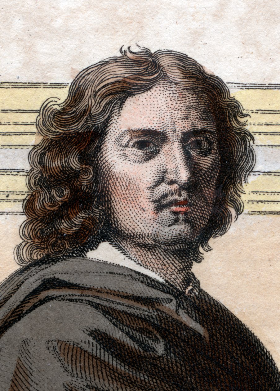 Nicolas Poussin（1594-1665）的肖像，法国画家。 作者 法语学校