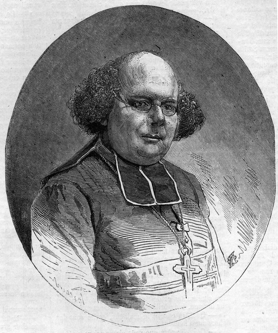 Portrait of Patrice Cruice (1815-1866), eveque of Marseille from 1861 to 1865. Engraving in “” Le Monde Illustré”” n°232 of September 21 作者 法语学校