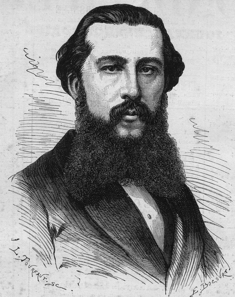 法国探险家Paul Soleillet（1842-1886）的肖像。1878年8月31日《世界画报》第1118期的版画。 作者 法语学校
