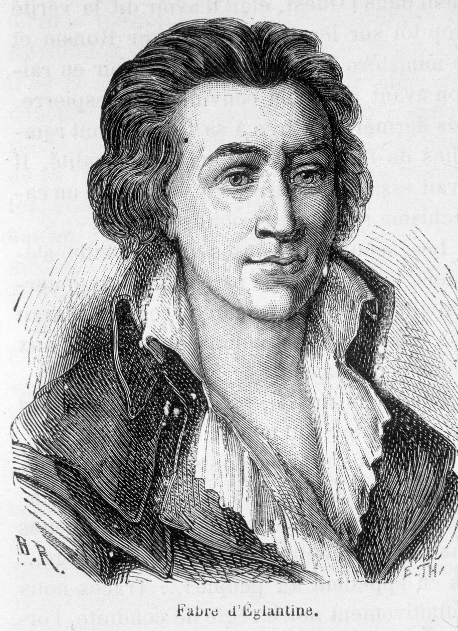 法国演员、剧作家和诗人菲利普-弗朗索瓦-纳扎尔-法布尔（Philippe Francois Nazaire Fabre）的肖像（1750-1794）--载于亨利-马丁的《法国历史》。 作者 法语学校
