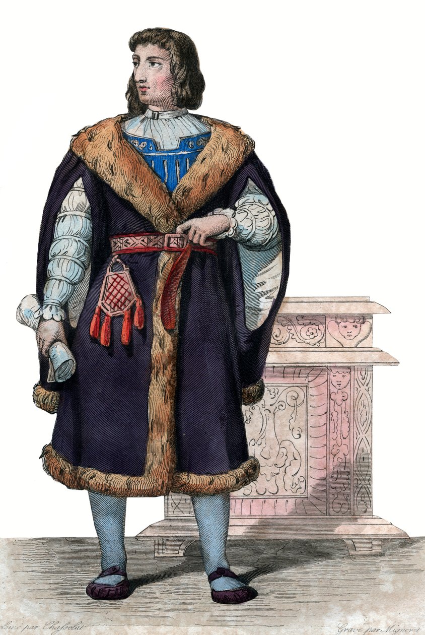 法国作家兼外交官Philippe de Commines（Commynes或Comines）（1447-1511）的肖像。 作者 法语学校