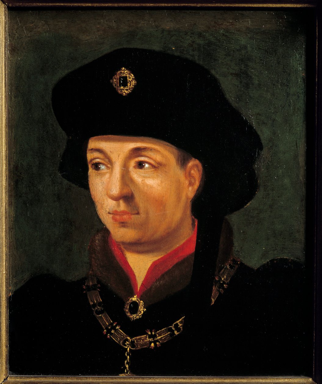 勃艮第公爵Philippe the Good (1396-1463)的肖像 法国画派的绘画。16世纪的太阳。0,2x0,15米凡尔赛宫，城堡博物馆 作者 法语学校